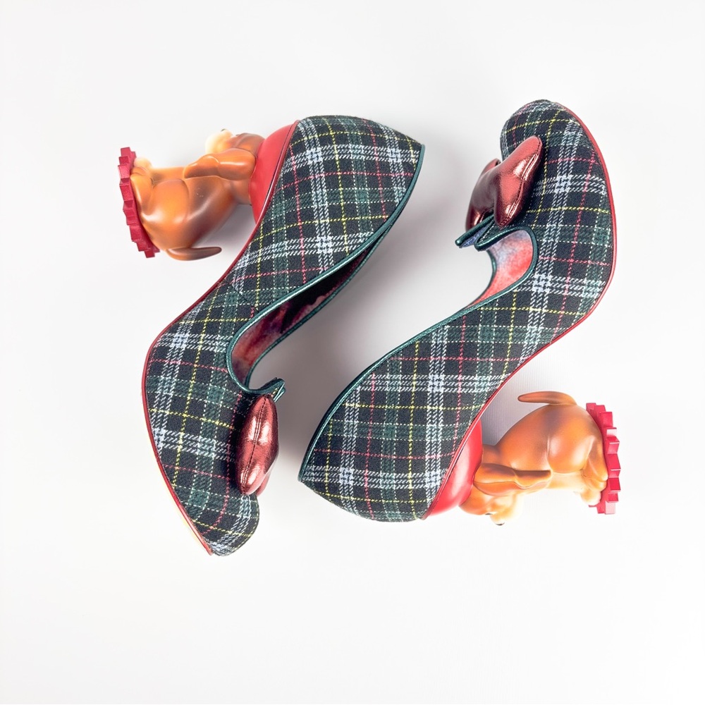Irregular Choice “It’s All Pawsible” 4629-03D Dog Heel Plaid Pumps – Size 38/39